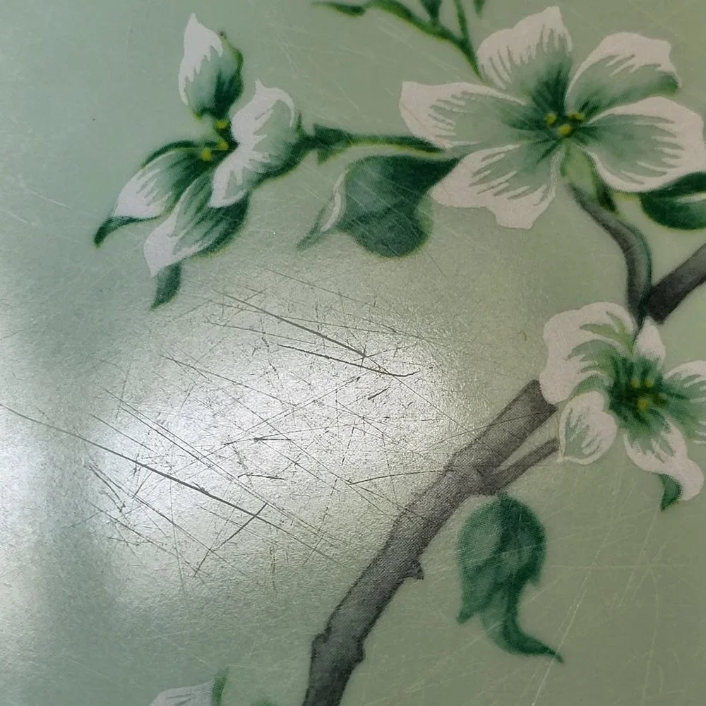 VTG Somerset Made in Boonton 6103 Green Plate Dogwood Flowers on a Branch Set o